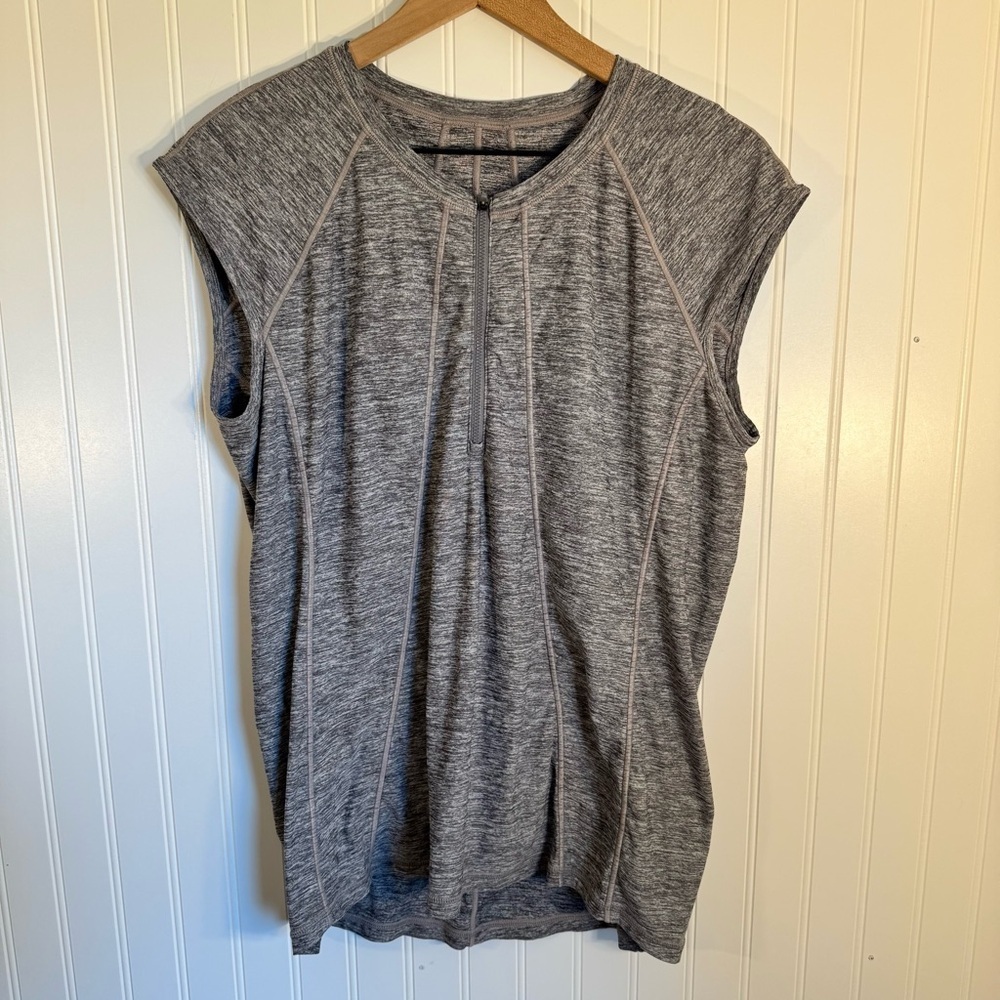 Athleta Pacifica Heather Gray Athletic 1/2 Zip Tank Women’s Size XL